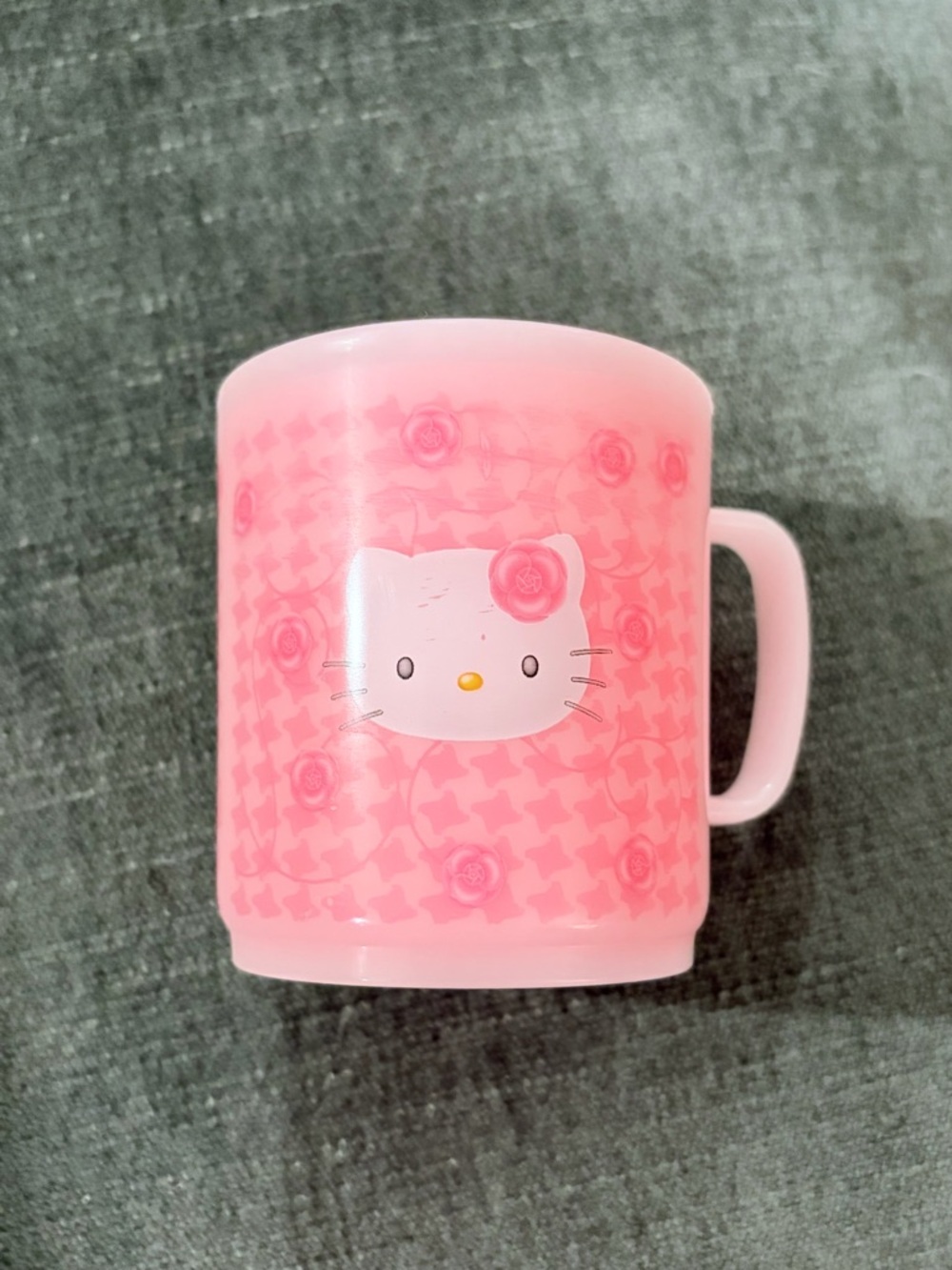 Vintage Hello Kitty Pink Plastic Cup with Handle